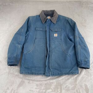 Vintage Carhartt Chore Barn Jacket Men XL Blue Duck Canvas Quilted Workwear C003